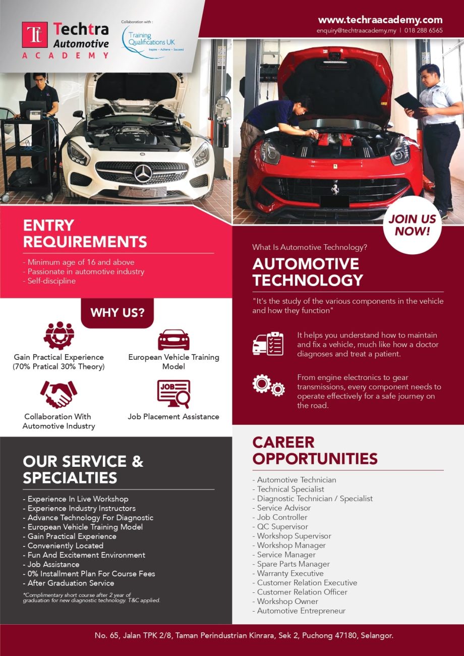 Automotive Technology Academy Study Diploma in Malaysia KL Kuala Lumpur - Techtra Automotive College in Malaysia